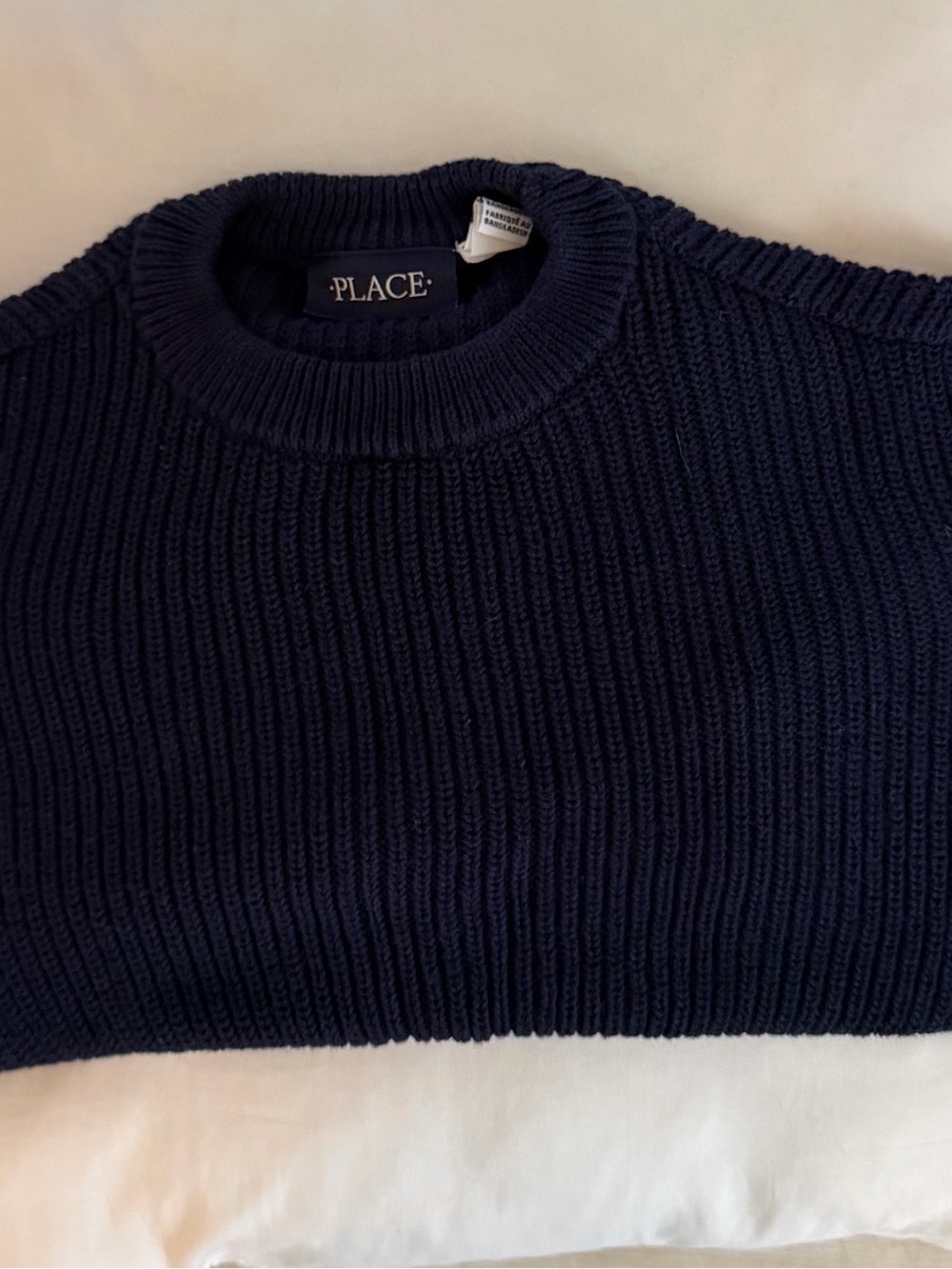 Children's Place Boys Navy Ribbed Crewneck Sweater